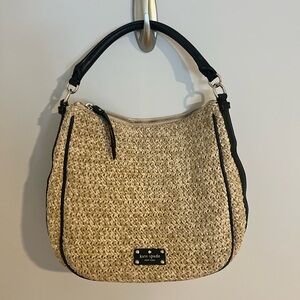 Kate Spade Tan and Black Straw Bag